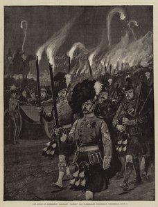 La reine à Aldershot, tatouage militaire et procession aux flambeaux, mercredi 11 juillet